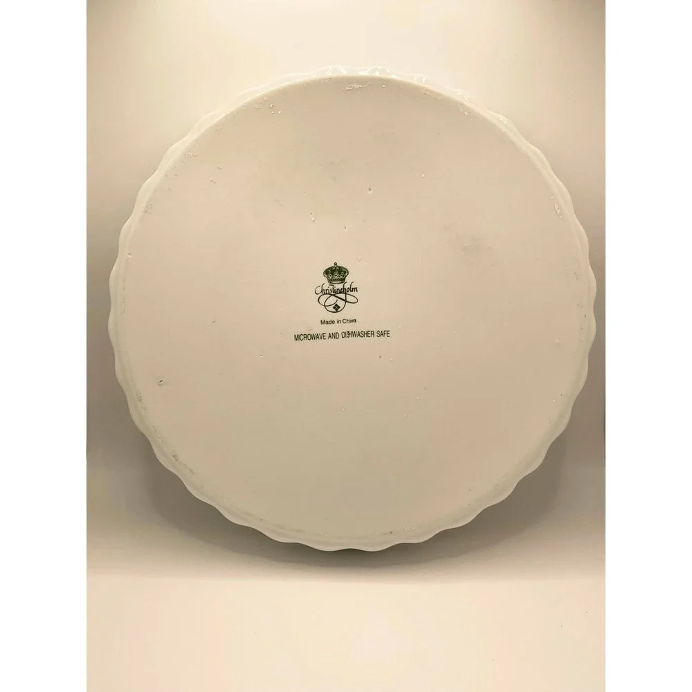 Christineholm Porcelain Quiche Tart Dish Pink Rose Floral Fluted White‎ Round